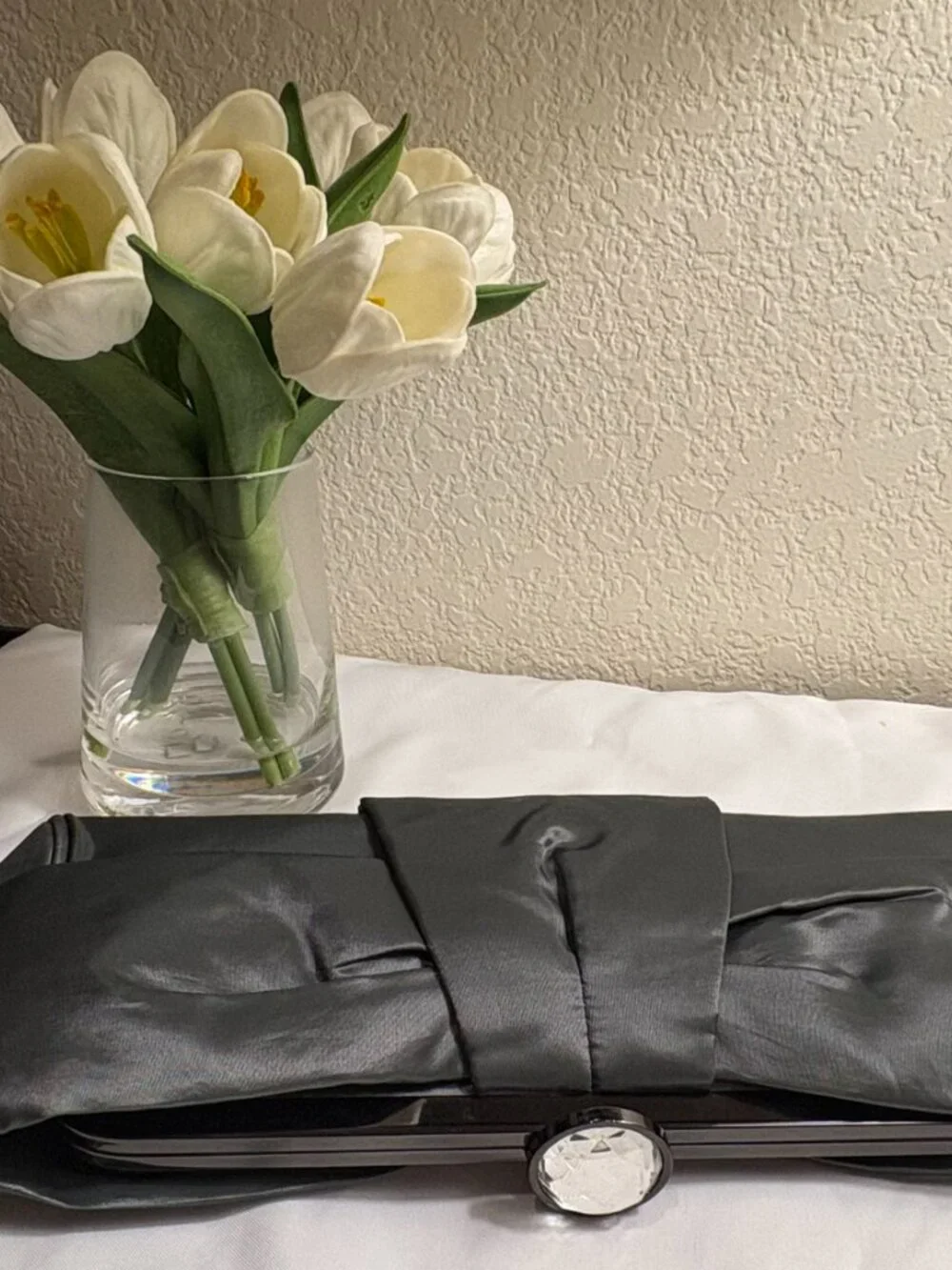 Kate Landry Satin Olive Green Evening Clutch - New